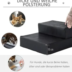 PawHut Hundetreppe schwarz Schaumstoff B/H/L: ca. 39x20x67 cm