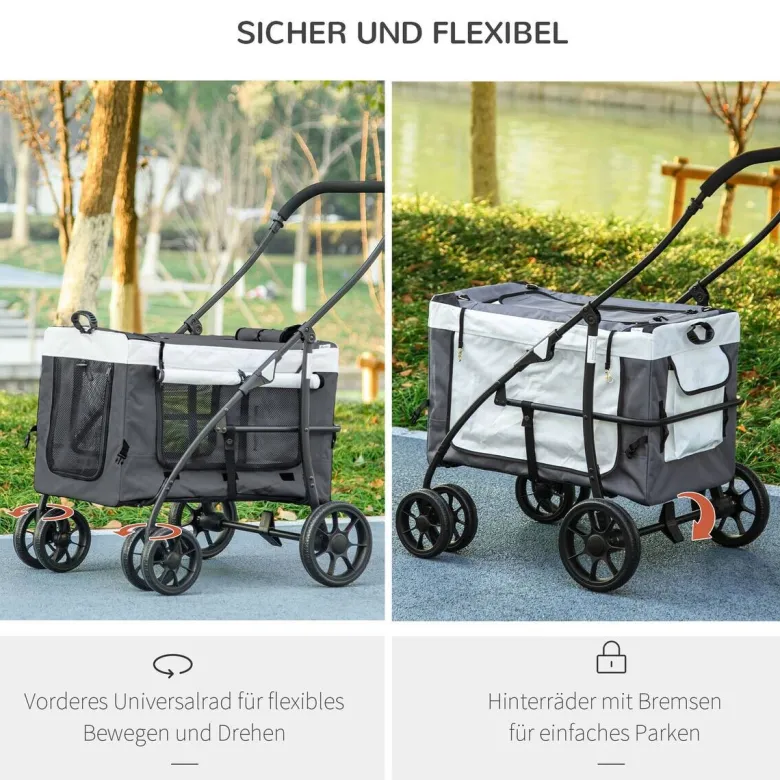 PawHut Hunde-Zubehör grau Edelstahl B/H/L: ca. 58x81x97,5 cm