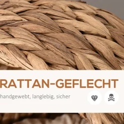 PawHut Katzenhaus natur Wasserhyazinthe H/L: ca. 60x42 cm