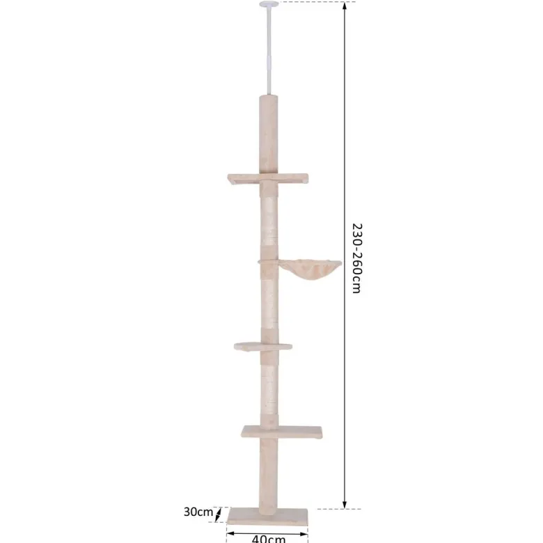 PawHut Kratzbaum beige Spanplatte B/H/L: ca. 34x260x40 cm