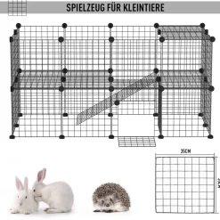 PawHut Laufgitter schwarz Metall B/H/L: ca. 73x73x146 cm