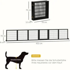 PawHut Schutzgitter schwarz Polypropylen B/H/L: ca. 36x432x70 cm
