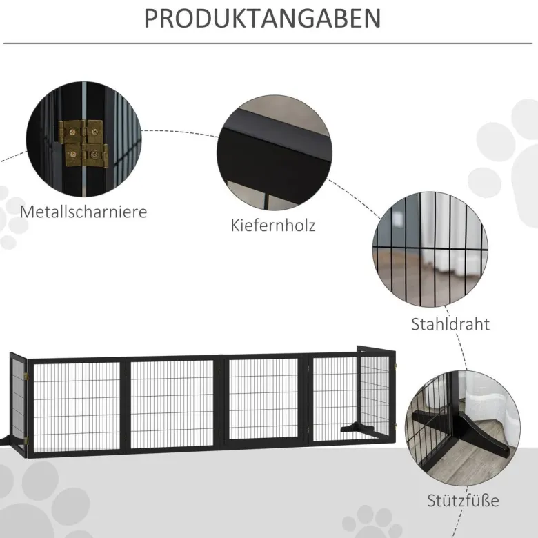 PawHut Schutzgitter schwarz Polypropylen B/H/L: ca. 36x432x70 cm