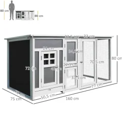 PawHut Stall weiß Polypropylen B/H/L: ca. 75x160x80 cm