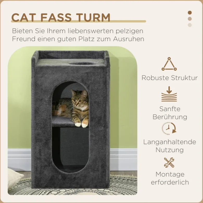 PawHut Tier-Zubehör grau Spanplatte B/H/L: ca. 45x45x81 cm