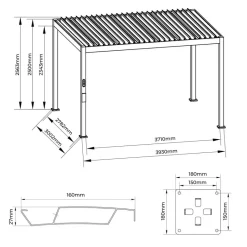 Pergola anthrazit Aluminium B/H/L: ca. 300x256x393 cm
