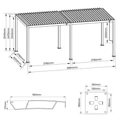 Pergola anthrazit Aluminium B/H/L: ca. 589x300x254,5 cm