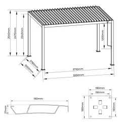 Pergola anthrazit Aluminium B/H/L: ca. 300x254,5x393 cm