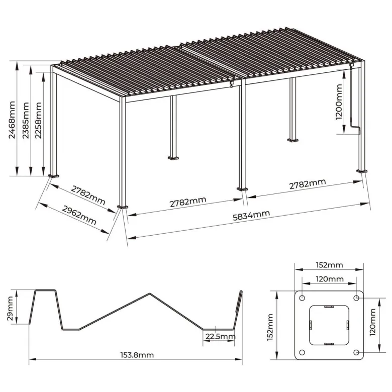 Pergola anthrazit Aluminium B/H/L: ca. 296x247x583 cm