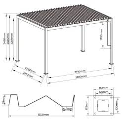 Pergola anthrazit Stahl B/H/L: ca. 296x247x389 cm