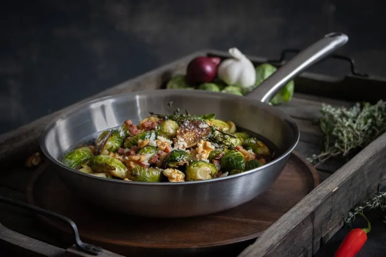 Pfanne silber Edelstahl D: ca. 28 cm