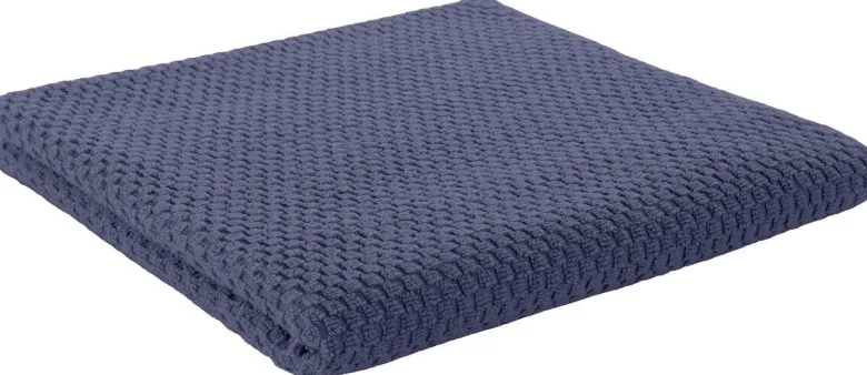 POCOline Duschtuch Popcorn dunkelblau Baumwolle B/L: ca. 70x140 cm