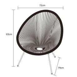 POCOline Gartensessel Acapulco grau Stahlrohr B/H/L: ca. 79x83x73 cm