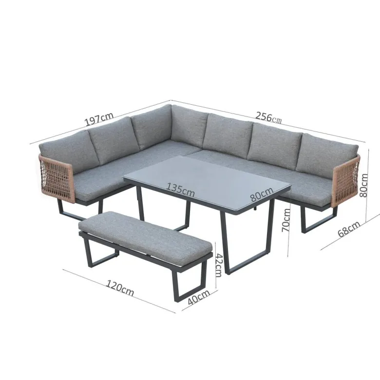 POCOline Gartensitzgruppe Cancun grau Alu