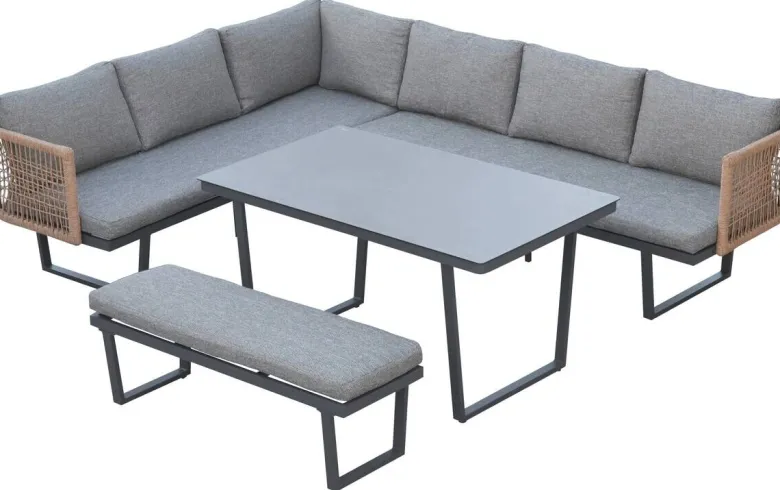 POCOline Gartensitzgruppe Cancun grau Alu