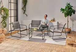 POCOline Gartensitzgruppe Malmö anthrazit Stahlrohr