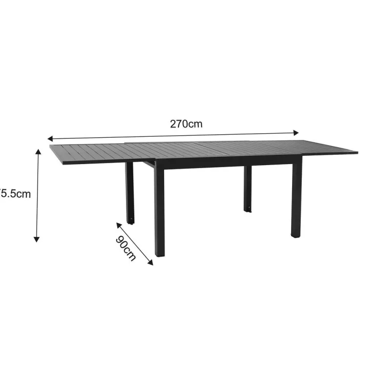 POCOline Gartentisch dunkelgrau Aluminium B/H/L: ca. 90x75x135 cm