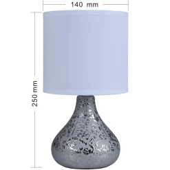 POCOline Keramik Tischleuchte Auri silber Keramik B/H/L: ca. 14x25x14 cm E14 1 Brennstellen