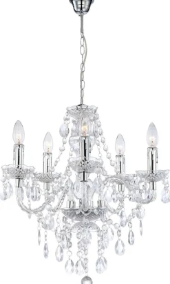 POCOline Kronleuchter Agatha transparent Acryl Metall B/H/L: ca. 51x149x51 cm E14 5 Brennstellen