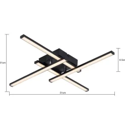 POCOline LED-Deckenleuchte Cleo IV schwarz Kunststoff B/H/L: ca. 51x6x51 cm