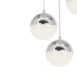POCOline LED-Pendelleuchte Ginny Chrom Metall Acryl B/H/L: ca. 42x130x42 cm