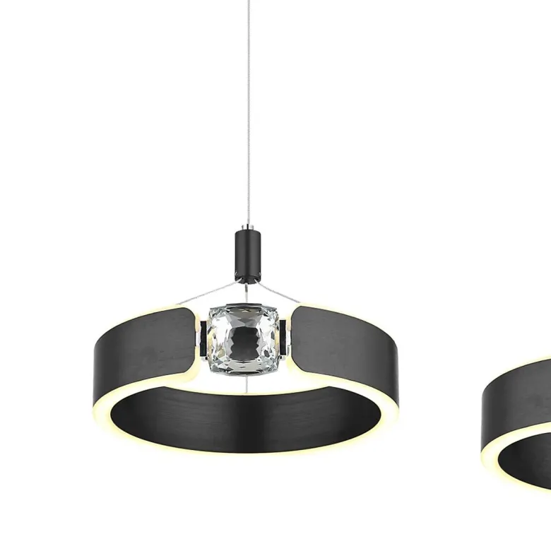 POCOline LED-Pendelleuchte Rings schwarz Metall B/H/L: ca. 22x120x82 cm
