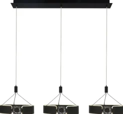 POCOline LED-Pendelleuchte Rings schwarz Metall B/H/L: ca. 22x120x82 cm