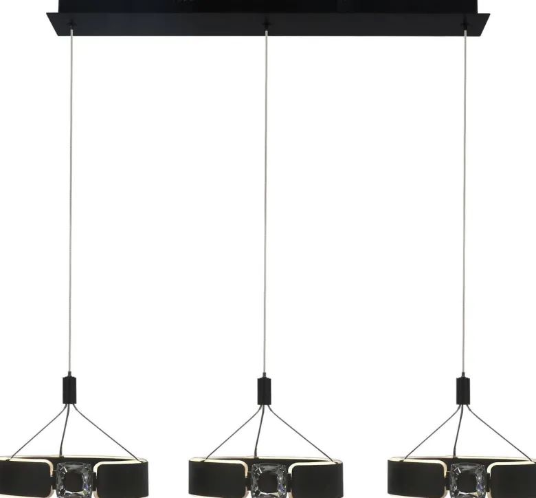 POCOline LED-Pendelleuchte Rings schwarz Metall B/H/L: ca. 22x120x82 cm