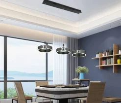 POCOline LED-Pendelleuchte Rings schwarz Metall B/H/L: ca. 22x120x82 cm