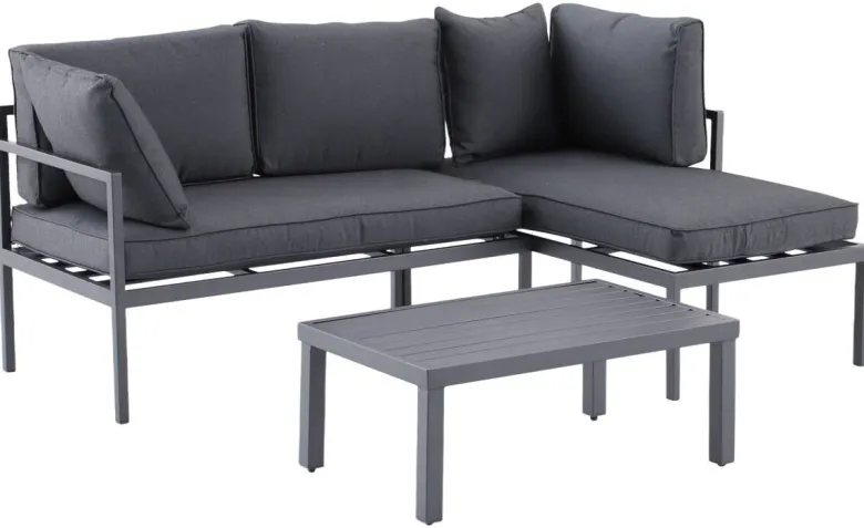 POCOline Loungeset Nizza dunkelgrau Stahlrohr