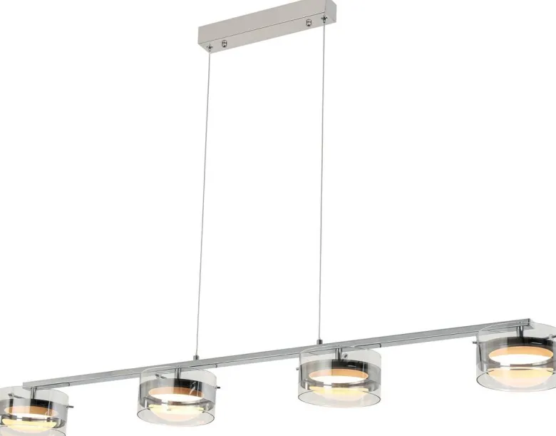 POCOline Pendelleuchte Annabell Chrom Metall Glas B/H: ca. 15x120 cm