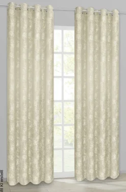 POCOline Ösenvorhang Roses beige B/H: ca. 140x245 cm