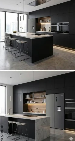 POCOline Side-by-Side SBS177-559 DDIXNFWDD dark Inox B/H/T: ca. 91,2x177x70,4 cm