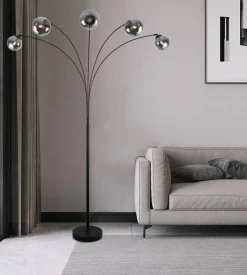 POCOline Stehlampe Akali schwarz Metall B/H: ca. 170x210 cm E14 5 Brennstellen