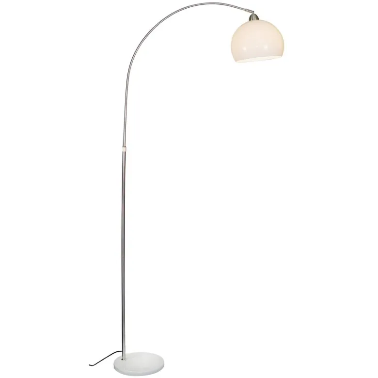 POCOline Stehlampe Arco weiß nickel Metall Kunststoff H: ca. 208 cm E27 1 Brennstellen