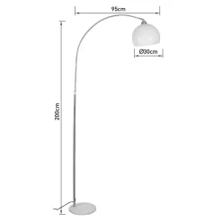POCOline Stehlampe Arco weiß nickel Metall Kunststoff H: ca. 208 cm E27 1 Brennstellen