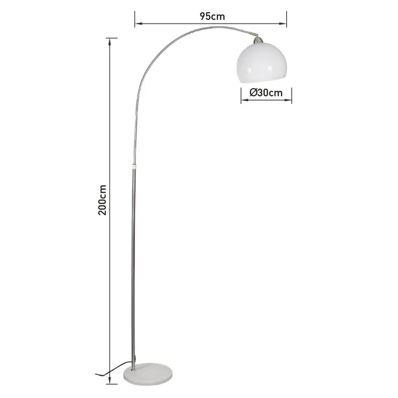 POCOline Stehlampe Arco weiß nickel Metall Kunststoff H: ca. 208 cm E27 1 Brennstellen