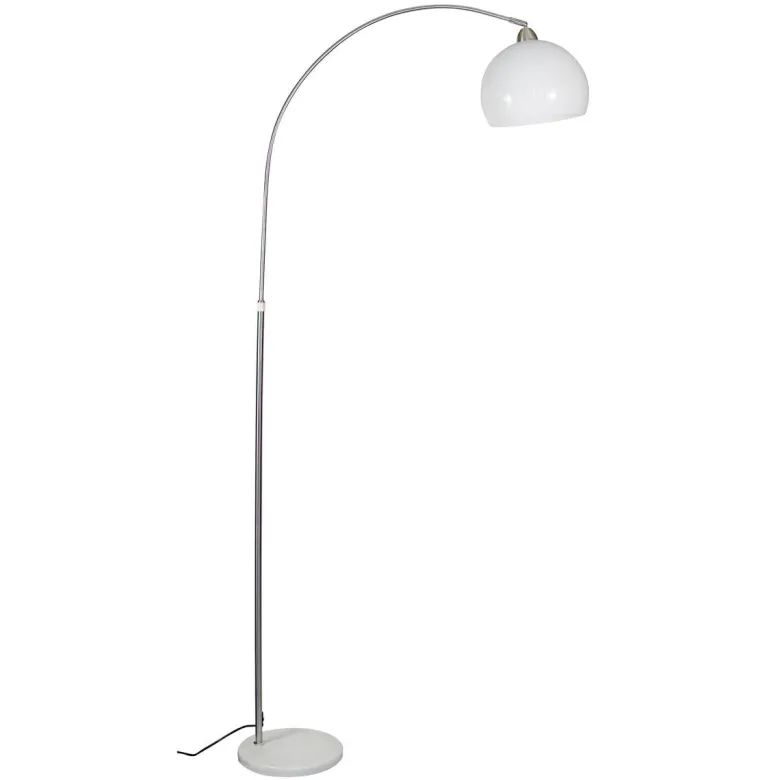 POCOline Stehlampe Arco weiß nickel Metall Kunststoff H: ca. 208 cm E27 1 Brennstellen