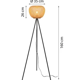 POCOline Stehlampe Bella schwarz Metall H/D: ca. 160x35 cm E27 1 Brennstellen