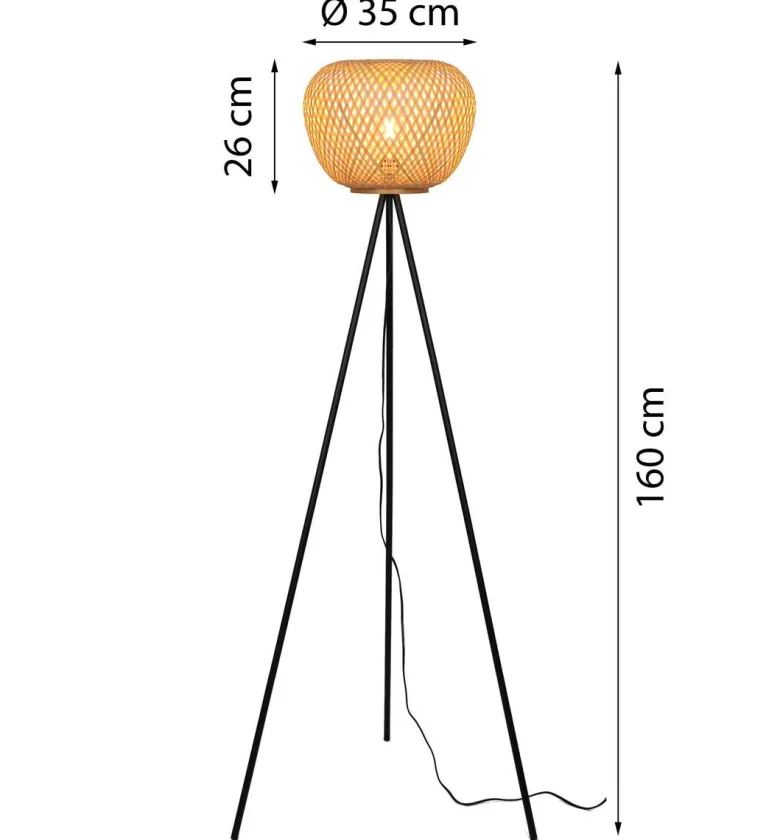 POCOline Stehlampe Bella schwarz Metall H/D: ca. 160x35 cm E27 1 Brennstellen