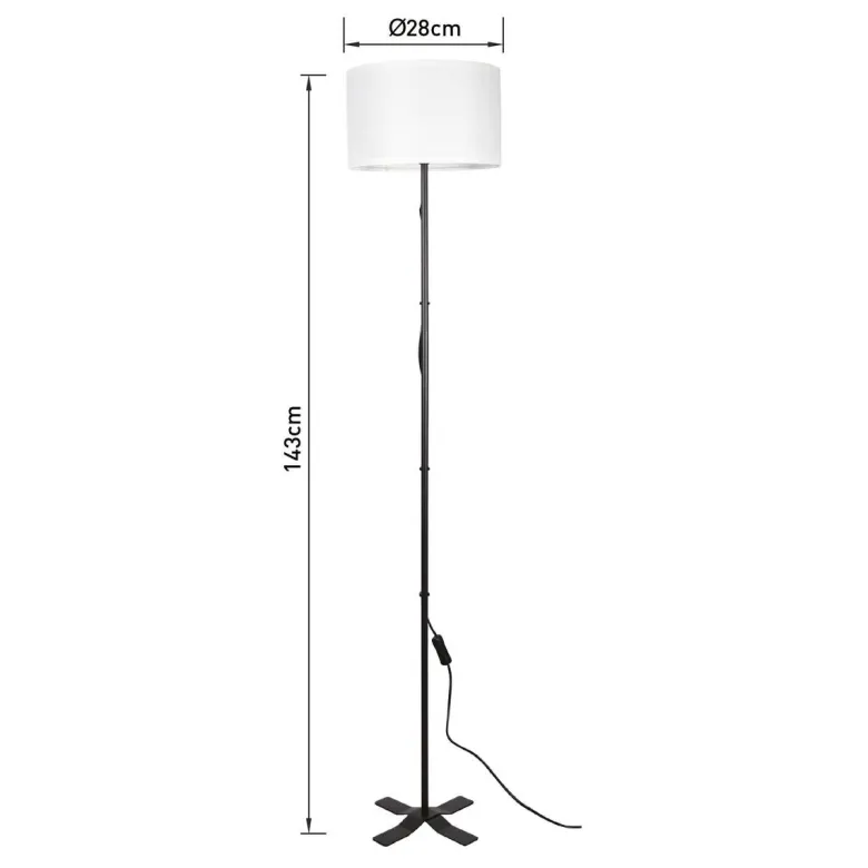 POCOline Stehlampe Zero schwarz Kunststoff Metall H/D: ca. 143x28 cm E27 1 Brennstellen
