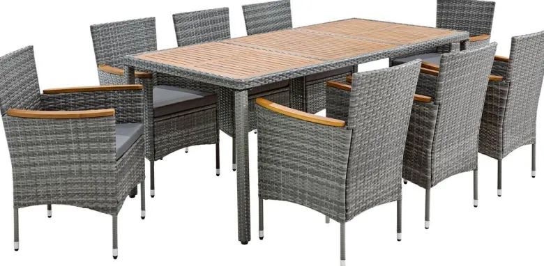 POCOline Tischgruppe Korfu grau Polyrattan