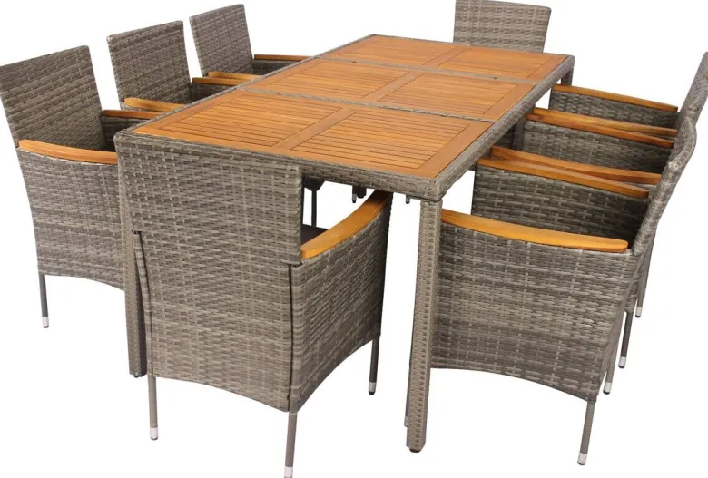 POCOline Tischgruppe Korfu grau Polyrattan