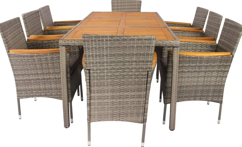 POCOline Tischgruppe Korfu grau Polyrattan