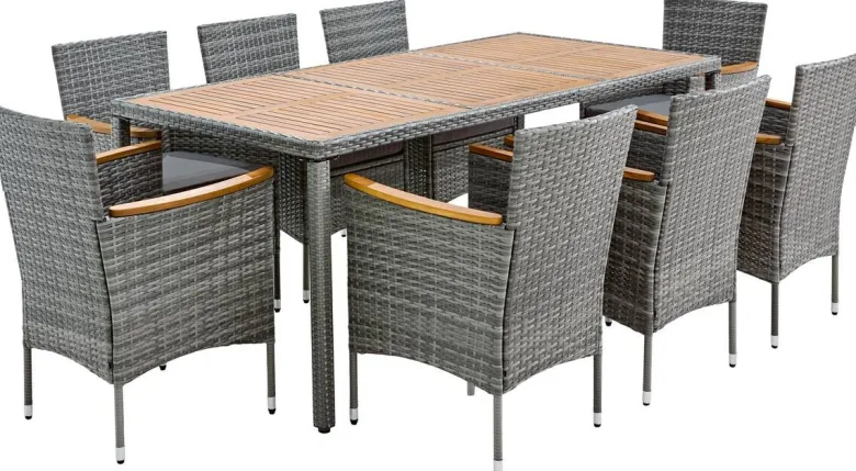 POCOline Tischgruppe Korfu grau Polyrattan