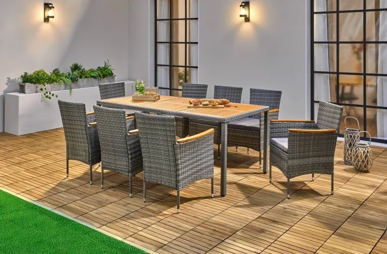 POCOline Tischgruppe Korfu grau Polyrattan