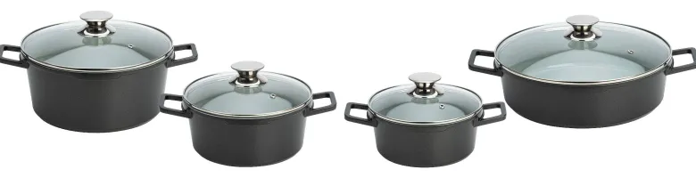 POCOline Topfset schwarz Aluminium 8 tlg.