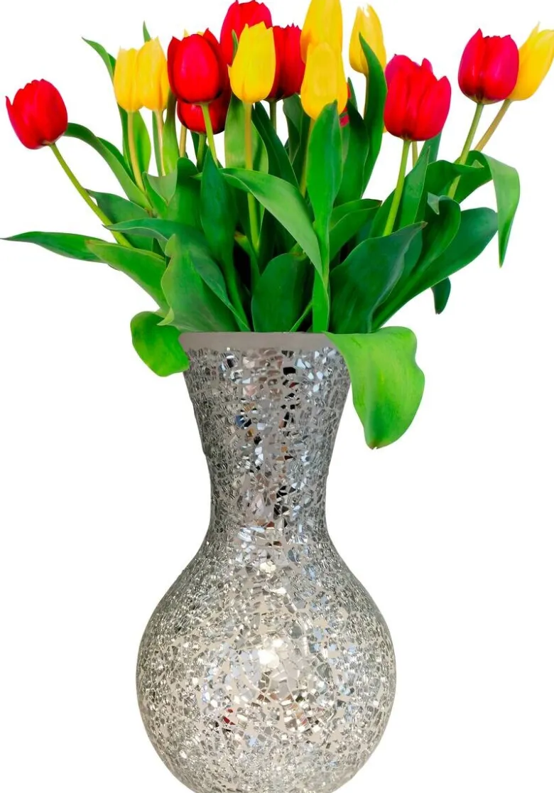 POCOline Vase silber Glas B/H/L: ca. 15x27x15 cm