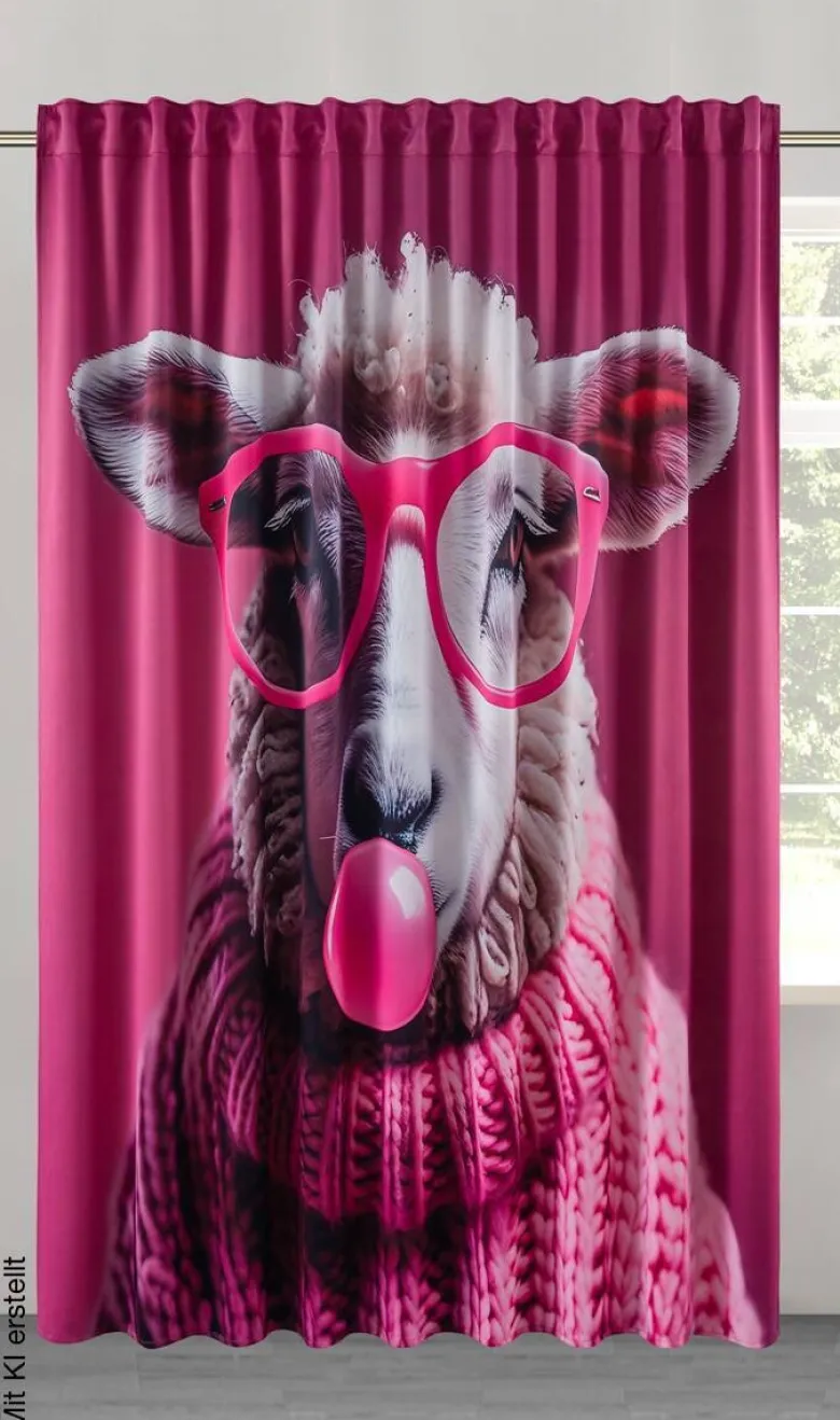 POCOline Verdunklungsvorhang Wolli-Brille pink B/L: ca. 250x245 cm