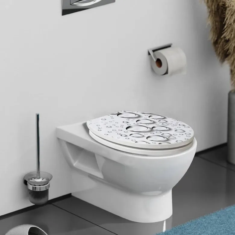 POCOline WC-Sitz Wassertropfen hellgrau Duroplast
